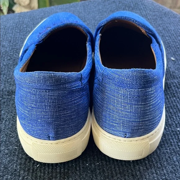 Blue Embroidered Slip-On Men's Sneakers - Picture 3 of 7